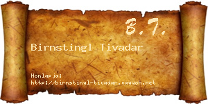 Birnstingl Tivadar névjegykártya